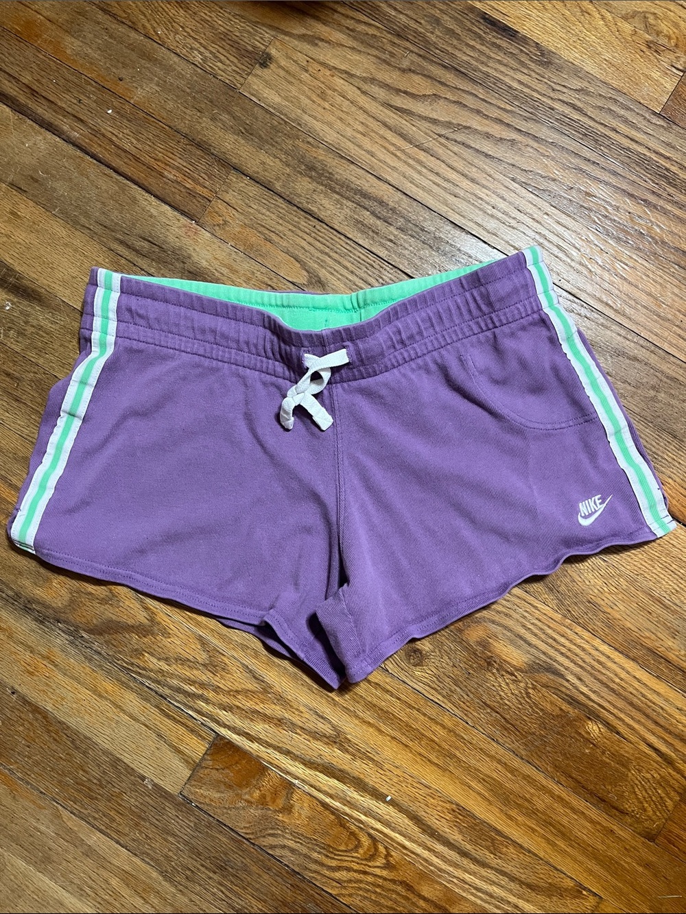 Purple and green 100 percent cotton Nike shorts